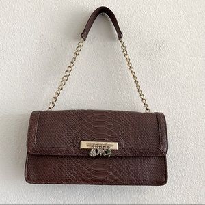 Liz Claiborne Brown Faux Snake Skin Shoulder Bag with Chain Strap